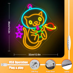 Boba Tea Cat Neon Sign